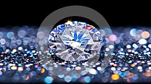 Close up of flawless diamond displays impeccable cut, color, and carat weight in mesmerizing detail photo
