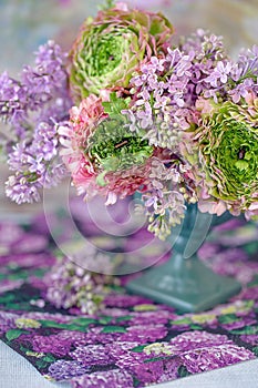 Close-up floral composition with a purple flowers.