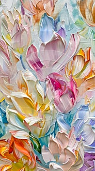 Textured Floral Impasto Painting Close-Up photo