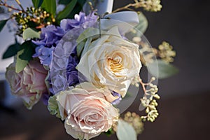 Roses flower arraignment close up outdoors afternoon