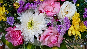 Close up of flower arrangements for decoration