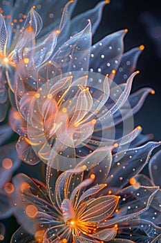 A close up of a flower with a blue background