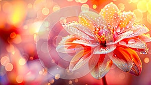 Close up of flower with drops of water on it's petals. AI