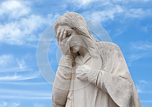 Close up fo the And Jesus Wept Statue, Oklahoma City National Memorial & Museum