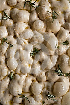 Close up of focaccia before baking