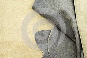 Close up fold grey leather texture background,fabrics Division
