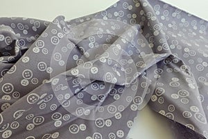 Soft Gray Fabric with Circular Pattern