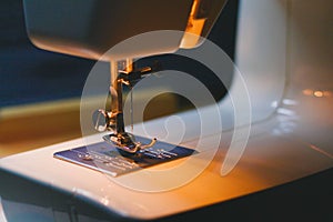 Close-up foot of electric household sewing machine