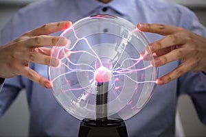 Fortune Teller Holding Hand Over The Glowing Crystal Ball