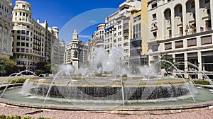 Close-up of fountain in the Mascleta square in Valencia photo
