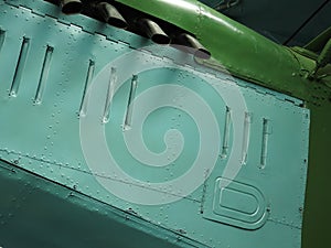 Close-up of fragments and details of the old aircraft