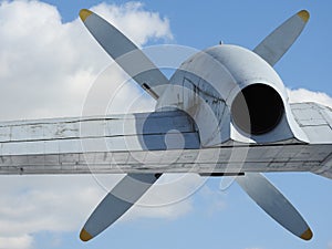 Close-up of fragments and details of the old aircraft