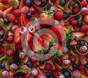 Close-up of a French fruits pie seen from above