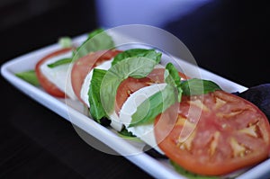 Close-Up of Fresh Caprese Salad Appetizer Platter