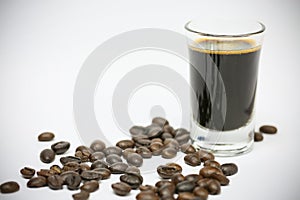 Close up fresh coffee beans and isolated on white background , fresh material from market, healthy drink and international drink