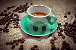 Close up of a fresh coffee cup