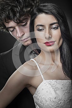 Close up of a fresh couple on their wedding night