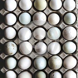 Close up of fresh eggs in carton