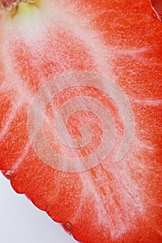 Close-up fresh fruit strawberry cut in half white isolated background healthy food balanced diet and life