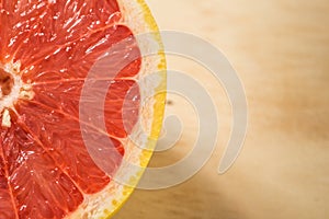 Close up of a fresh grapefruit cut in half