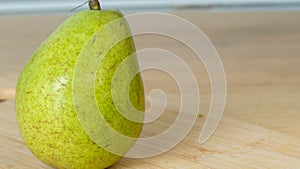 Close-up of a fresh green pear