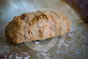 Fresh homemade bread on baking paper