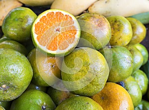 Close up Fresh oranges in Thailand market