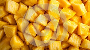 Closeup of fresh pineapple chunks