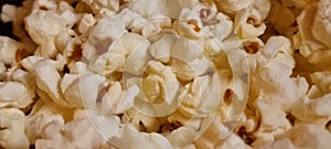 Close-up of fresh popped popcorn texture