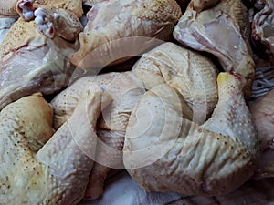 Close-up of fresh, raw, homemade chicken meat for cooking.