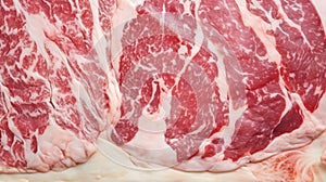 Close-up of fresh raw marble beef meat steak structure. Food background. Generative AI