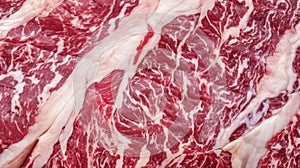 Close-up of fresh raw marble beef meat steak structure. Food background. Generative AI