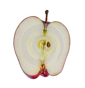 Close up fresh red apple slice isolated on white background. File contains a clipping path.