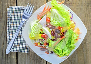 Close up fresh salad on a table