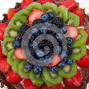 Close up on fresh summer fruit tart