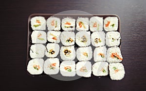 Close up of fresh sushi set
