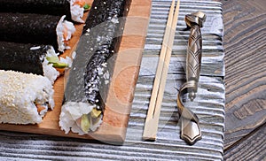 close up of fresh sushi set