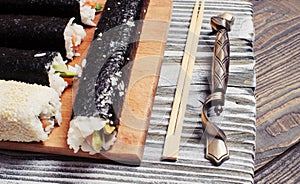 Close up of fresh sushi set