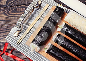 Close up of fresh sushi set