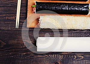 Close up of fresh sushi set