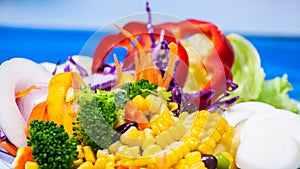 Close up of fresh vegetable and fruit salad
