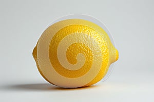 Close-Up of a Fresh Yellow Lemon Isolated on a White Background This image captures a vibrant yellow lemon with a textured skin,