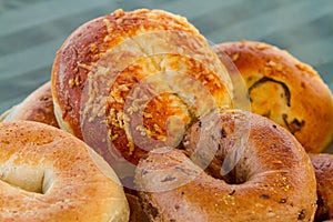 Close-up of Freshly Baked Bagel with Toppings