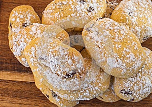 Close up of freshly baked Zaletti biscuits