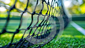 Close up of freshly mown grass court, perfect setting for the upcoming tennis tournament