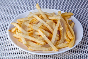 Close up Fried French Fries in white plate