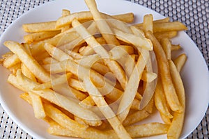 Close up Fried French Fries in white plate