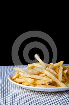 Close up Fried French Fries in white plate