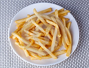 Close up Fried French Fries in white plate
