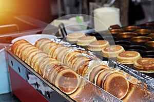 Close up Fried pancakes Place on the Freud sheet and serve as street food